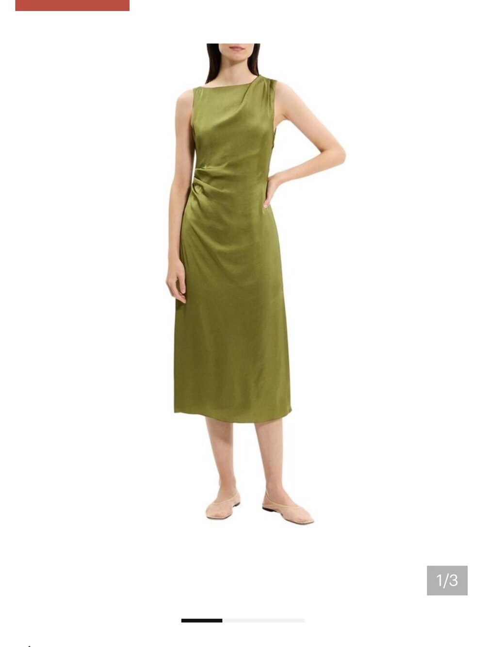 NWT Theory Drape Midi Dress in Avocado - Picture 7 of 9